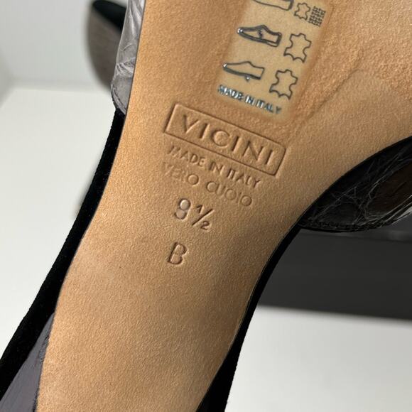 Giuseppe Zanotti Velvet and Croc D'Orsay Holiday Grey Black Dress Pumps - Picture 9 of 12